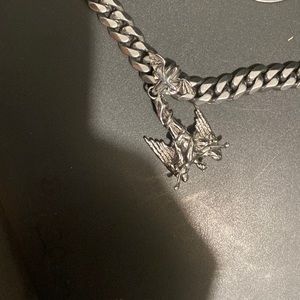 Sterling silver Cuban Hard Jewelry chain with pendant